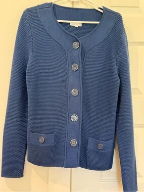 Charter Club Dusty Blue Button Front Knit Cardigan